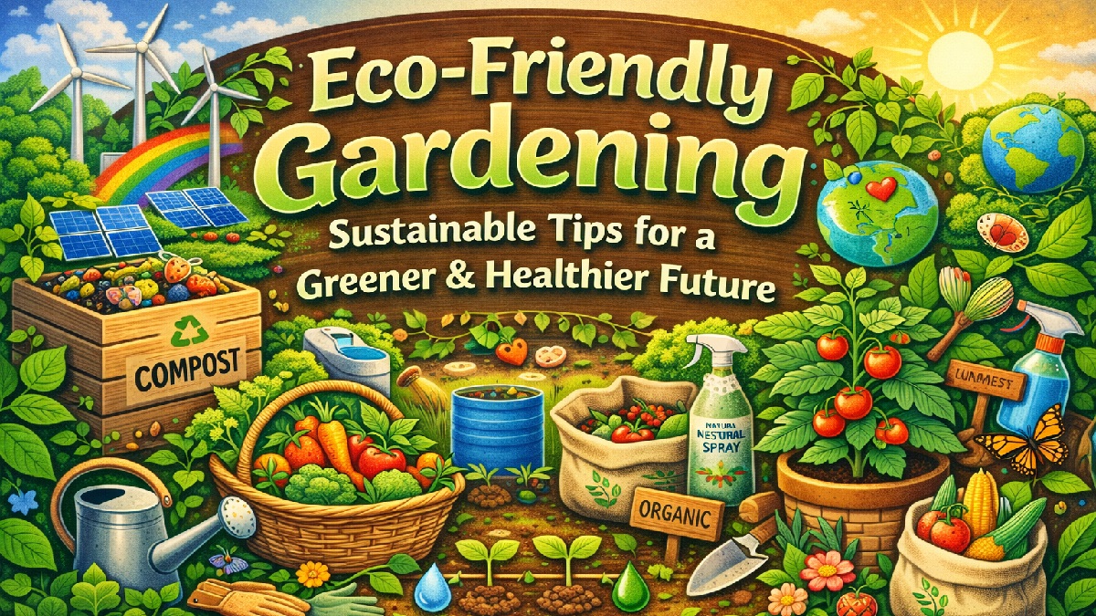 Sustainable eco-friendly garden with compost and native plants