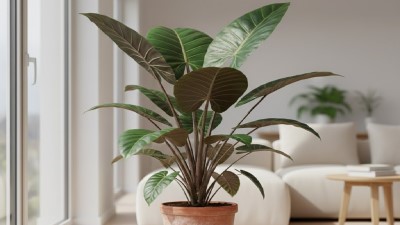 Healthy Alocasia Wentii plant with large glossy dark green leaves