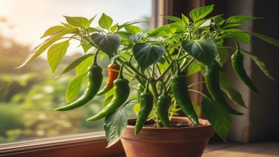 Healthy Anaheim Pepper plant with green leaves in a garden