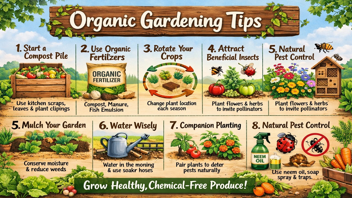 Organic gardening setup with compost, natural soil, vegetables and eco-friendly gardening tools