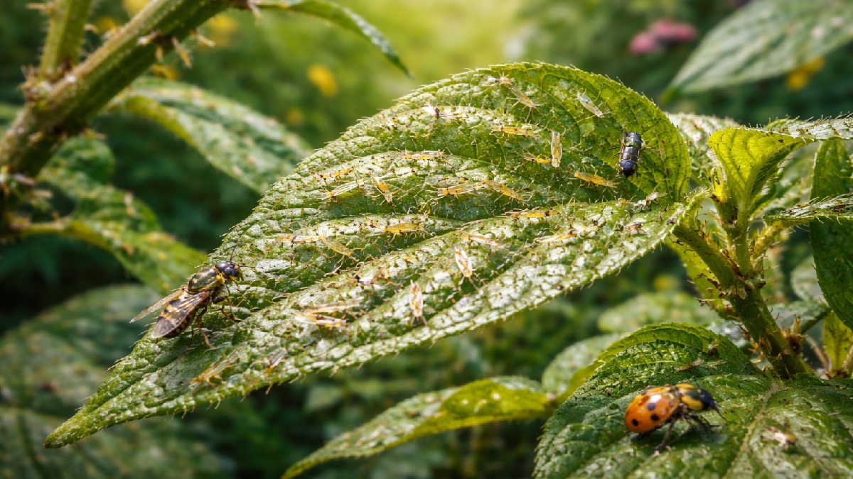 Thrips damage on leaves and flowers
